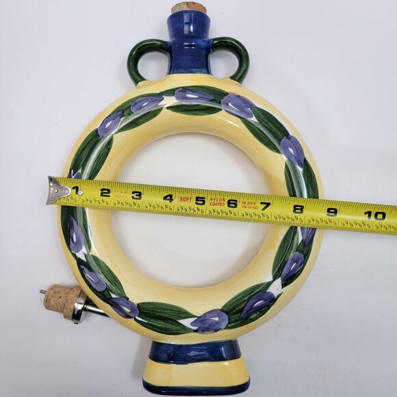 Vintage Shonfeld's Ceramic Italian Motif Hand Painted Donut Oil Decanter - Picture 4 of 7